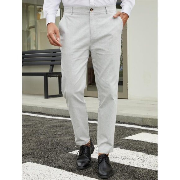 🆕 Men Blue Fashion Stretch Dress Slim Fit Plaid Business Suit Pants Casual Golf - Picture 2 of 6